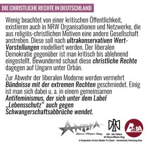 Die christliche Rechte in Deutschland; Schwangerschaftsabbrüche; sogenannter Lebensschutz; Antifeminismus; Ultrakonservative